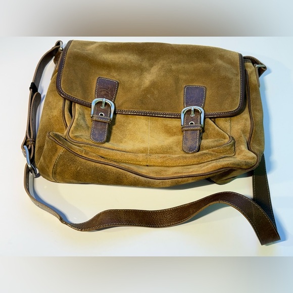 Levenger Other - Vintage Levenger Suede Messenger Bag with Leather Trim & Buckles